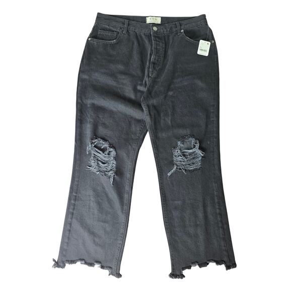 We The Free Black Distressed Jeans Shark Bite Hem Button Fly - Size 31 - NWT - Picture 1 of 9